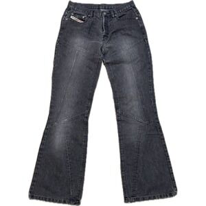 Diesel Industry Wide Leg Flare Paneled Jeans Faded Black Denim Womens Size 28